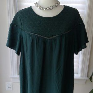 Green eyelet short sleeve dress